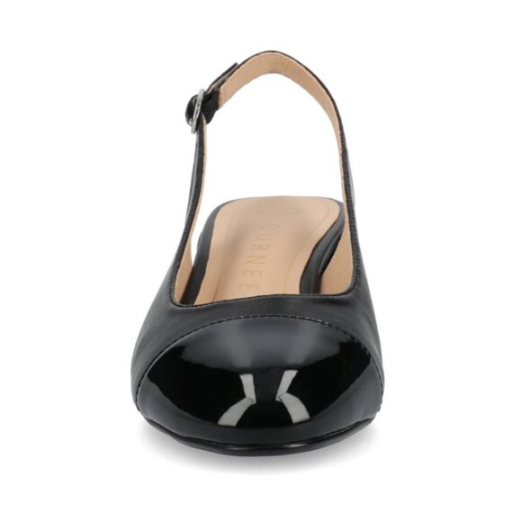 Journee Women Sammie Sling Back Cap Toe Block Heel Patent Leather Pumps, Size 7W - Picture 6 of 7